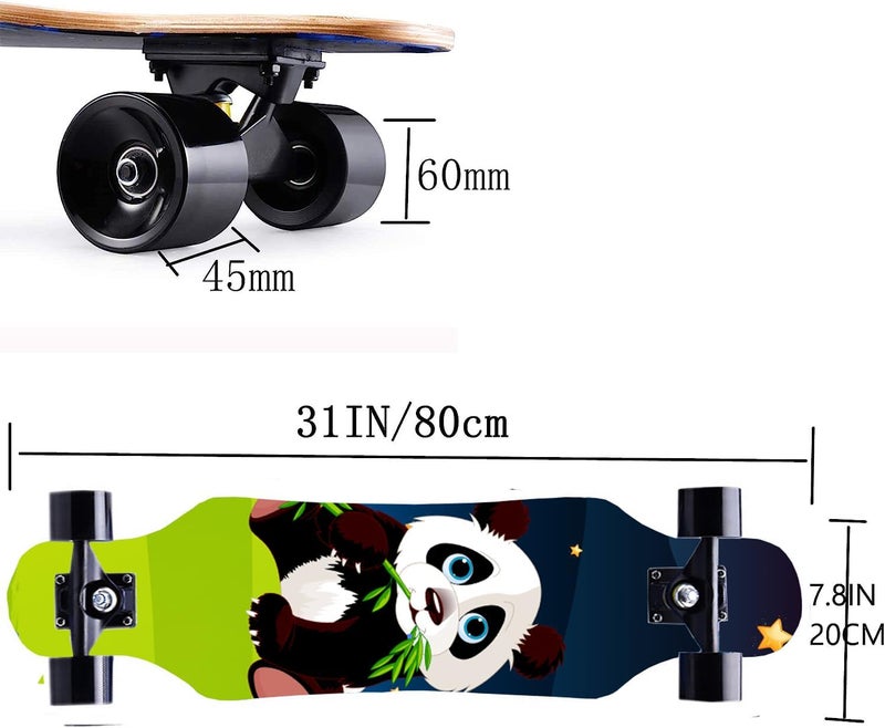asktom Mini Cruiser Longboard, 31 Inch Small Size Wide Wheel Skateboard, Beginner Stable & Easy-to-Control Skateboard, Suitable for Park & Street Riding, Unique Flame Pattern - Image 2